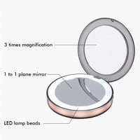 Image 3 of LED Lighted Vanity Travel Makeup Mirror Foldable Compact USB Charging Cosmetic Makeup Mirror Light B