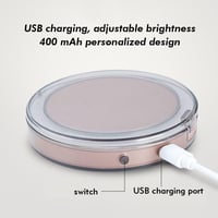 Image 4 of LED Lighted Vanity Travel Makeup Mirror Foldable Compact USB Charging Cosmetic Makeup Mirror Light B