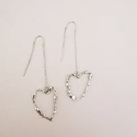 Image 1 of Destiny Heart Threader Earring- Silver