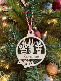 Image 1 of Wood Personalized Plants Flowers Christmas Ornament