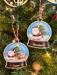 Image 1 of Personalized Santa Snowglobe Christmas Wood Ornament