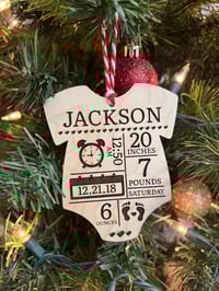 Image 2 of Wood Baby Onesie First Christmas Ornament