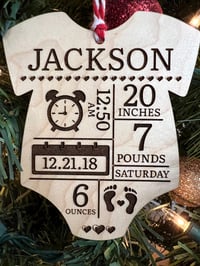 Image 4 of Wood Baby Onesie First Christmas Ornament