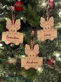 Image 2 of Personalized Reindeer Ornament Gift Stocking Tag