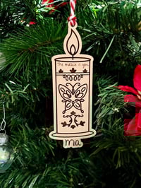 Image 1 of Personalized Wood Miracle Candle Ornament, Gift, or Stocking Tag