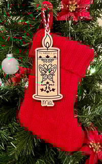 Image 2 of Personalized Wood Miracle Candle Ornament, Gift, or Stocking Tag