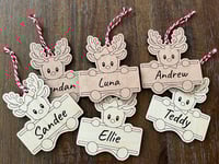 Image 4 of Personalized Reindeer Ornament Gift Stocking Tag
