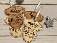 Image 3 of Baby Onesie First Christmas Ornament With Birth Details