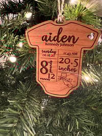 Image 4 of Baby Onesie First Christmas Ornament With Birth Details