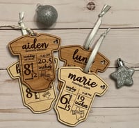 Image 5 of Baby Onesie First Christmas Ornament With Birth Details