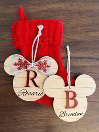 Image 1 of Personalized Mouse Wood And Acrylic Gift Stocking Tag or Ornament