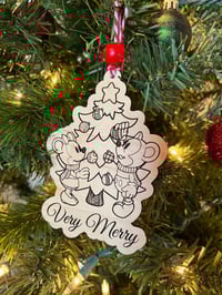 Image 1 of Main Mouse Couple Wood Christmas Ornament or Gift Tag