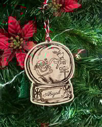 Image 1 of Santa Snow Globe Personalized Ornament, Stocking, or Gift Tag