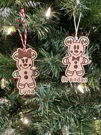 Image 1 of Personalized Gingerbread Mouse Ornament Gift Stocking Tag
