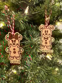 Image 2 of Personalized Gingerbread Mouse Ornament Gift Stocking Tag
