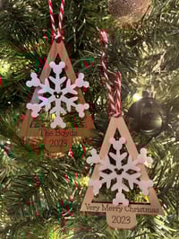 Image 1 of Mouse  Tree Snowflake Wood and Acrylic Christmas Ornament
