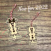 Image 4 of Personalized Gingerbread Mouse Ornament Gift Stocking Tag