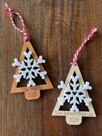 Image 2 of Mouse  Tree Snowflake Wood and Acrylic Christmas Ornament