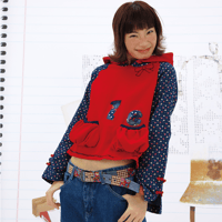 Image 1 of Retro Text Patchwork Contrast Hoodie with Chinese Knot Buttons