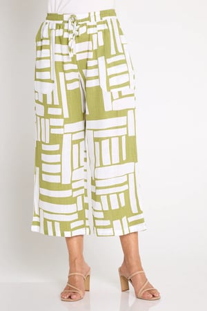 Image of Anne Cotton/Linen Pants - Lime Stripe