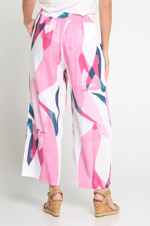 Image of Anne Linen/Cotton Pants - pink swirl