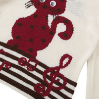 Image 7 of Dizzy Cat Music Note Sweater with Movable Eyes