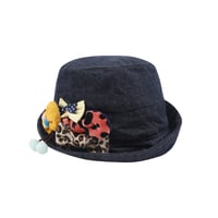 Image 3 of Butterfly Layered Bow Denim Reversible Hat with Frayed Edges