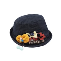 Image 2 of Butterfly Layered Bow Denim Reversible Hat with Frayed Edges