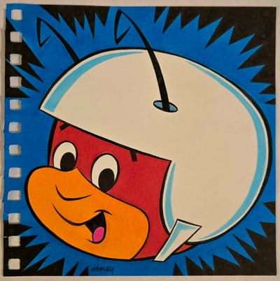 Image of HANNA-BARBERA's ATOM ANT 6x6 SKETCHBOOK ORIGINAL ART!