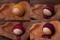 Image 1 of Newborn knitted bonnet red claret
