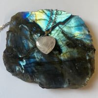 Image 1 of Silver Rose Quartz Heart Necklace