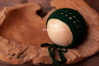 Image 5 of Newborn openwork bonnet green khaki