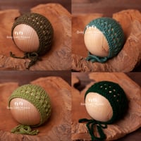 Image 6 of Newborn openwork bonnet green khaki