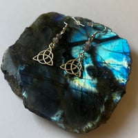 Image 2 of Silver Triquetra and Amethyst Earrings