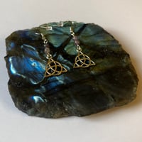 Image 3 of Silver Triquetra and Amethyst Earrings