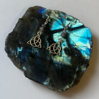 Image 1 of Silver Triquetra and Amethyst Earrings