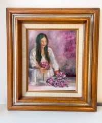 Image 1 of The florist - Vintage style oil figure  painting 