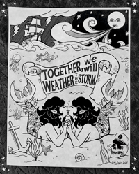 'Together' Art Print on Secondhand Parchment