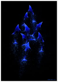 Image 1 of Bioluminescent Glowing Dolphins Fine Art Print