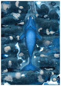 Image 1 of Frozen Worlds Bowhead Whale Acrylic Ink Fine Art Print