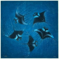 Image 1 of 2018 Edition - Midnight Mantas - Glowing Manta Rays Heavyweight Fine Art Print