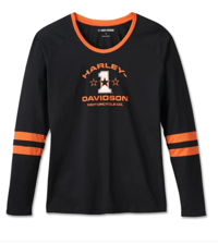 Image 1 of Women's First-Class Long Sleeve Raglan Top - Colorblock - Harley Black & Harley Orange