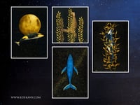 Image 2 of The Lonely Whale - 2018 Edition Art Print Extra Heavyweight Matte Blue Gold Galaxy A3