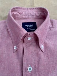 Image 4 of DRAKE'S BRIGHT PINK COTTON OXFORD CLOTH BUTTON-DOWN SHIRT