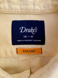 Image 5 of DRAKE'S YELLOW COTTON OXFORD CLOTH BUTTON-DOWN SHIRT