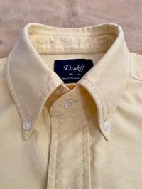 Image 4 of DRAKE'S YELLOW COTTON OXFORD CLOTH BUTTON-DOWN SHIRT