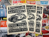 Image 1 of Bonneville Nationals aged Linocut Print (white paper edition) FREE SHIPPING