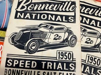 Image 2 of Bonneville Nationals aged Linocut Print (white paper edition) FREE SHIPPING