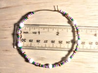 Image 2 of Orchid White, Leaf Green, Purple, Lavender, and Copper Multicolor Beaded Extra Large Hoop Earrings
