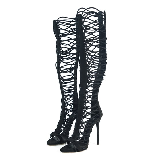 Image of Giuseppe Zanotti Gladiator Knee High Black Heels